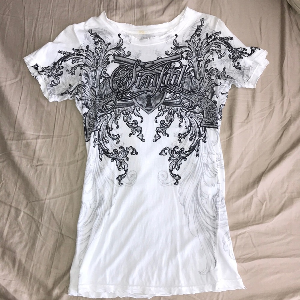 Sinful Short Sleeve White T-Shirt